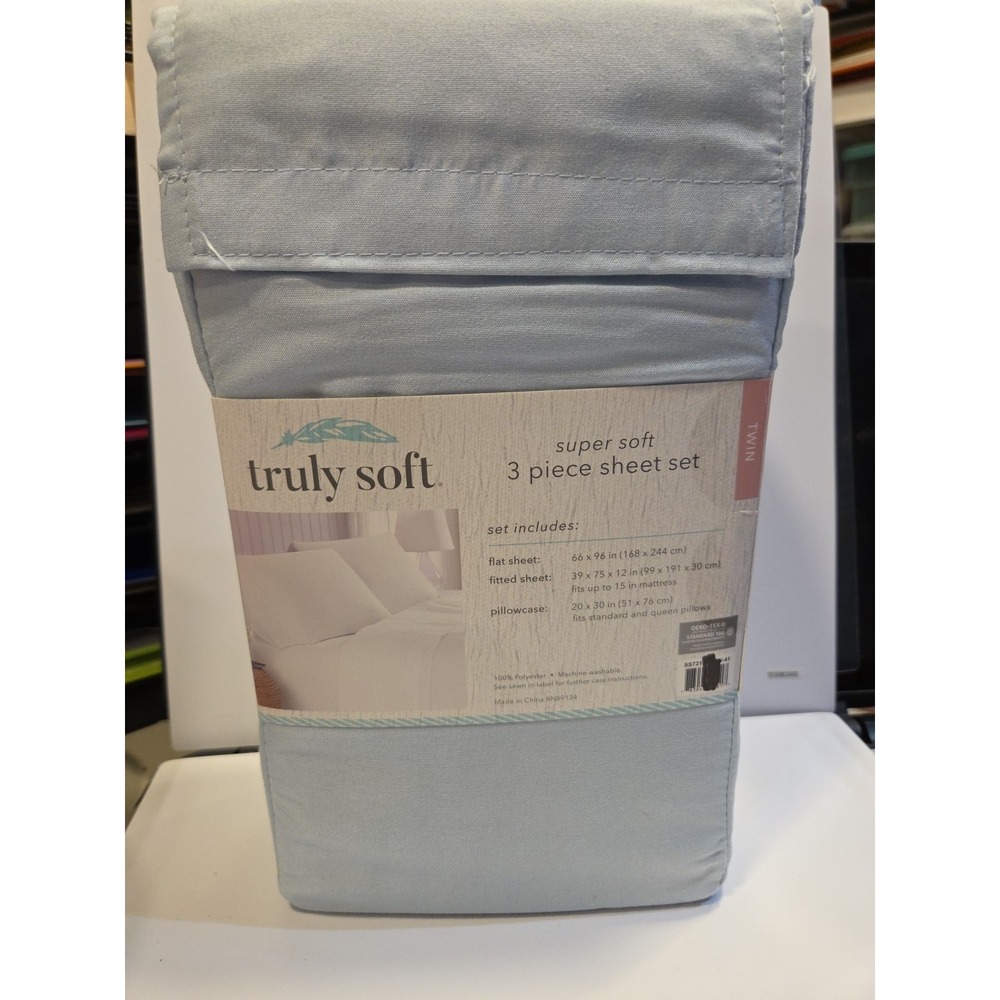Truly Soft Sheet Set Wrinkle Resistant Size Twin Baby Blue